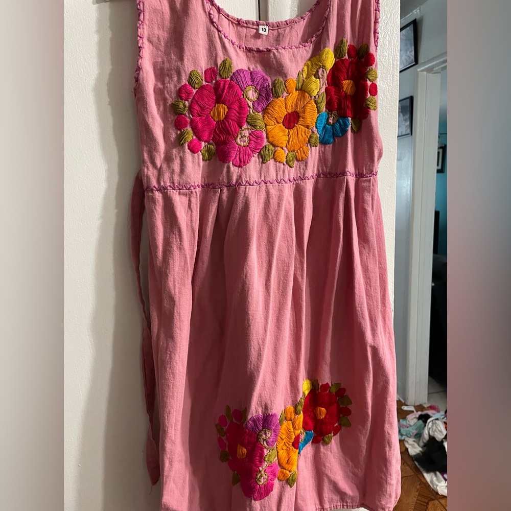 Pink Embroidered Sleeveless Dress